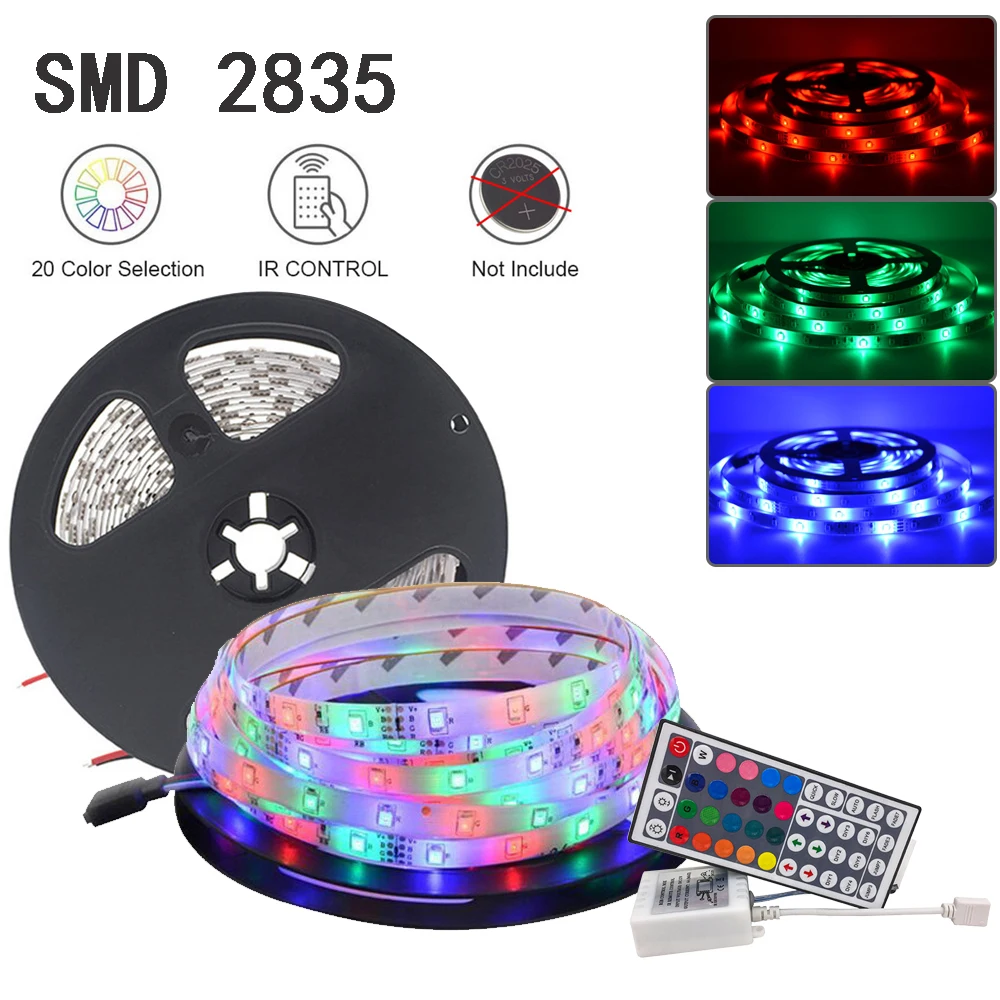 5m 10m 15m LED strip light luces led SMD 2835 DC 12V RGB lights tape waterproof Party neon 5 meters 60LEDs/MIR 24/44 key set