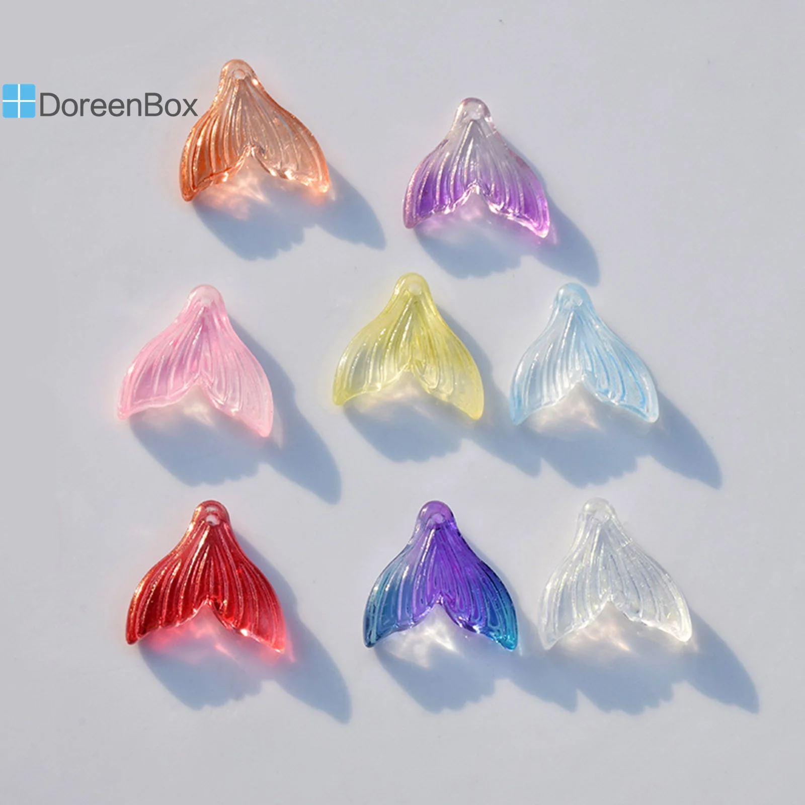 

50PC Fashion Glass Fishtail Charms Glass Lampwork Colorful Pendants For DIY Earring Necklace Women Party Jewelry Making Findings