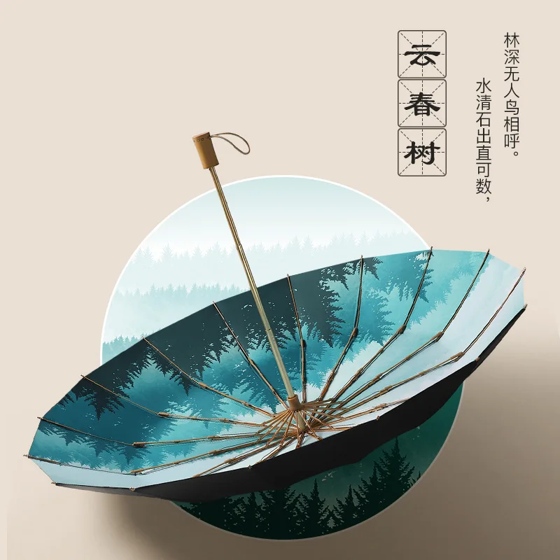 

Three Folding Umbrella Chinese Stylse Vintage Printed Umbrella sunshade rain Umbrella Wedding Photography Props Decor Supplies