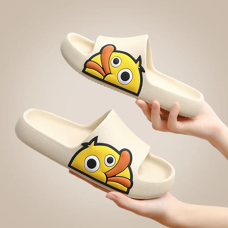 

Funny Cartoon Duck Indoor Women Bath EVA Slippers Soft Lovers Platform Shoes Bedroom Antislip Ladies Slides Sandals