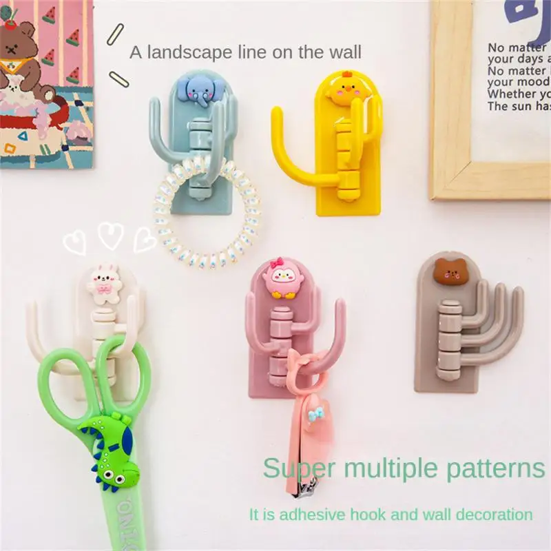 

Hook Cartoon Three Hook Organizer And Storage Accessories Rack No Mark Self-adhesive Household Gadgets Key Hook Sticky Hook Cute