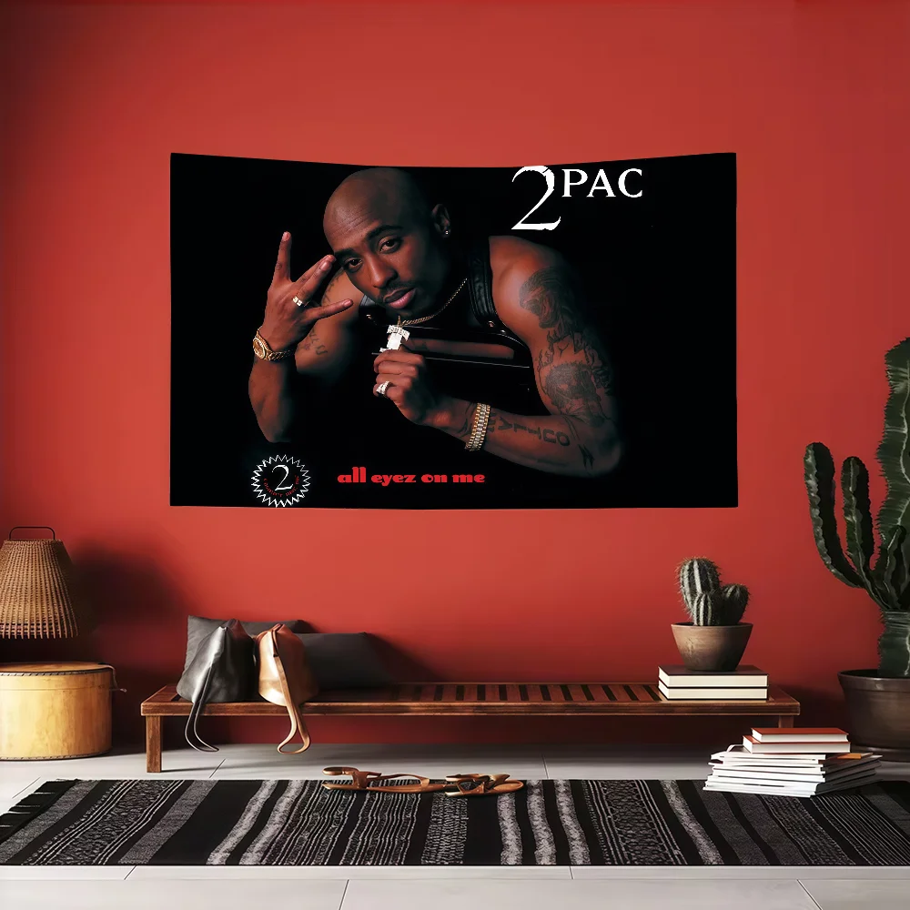 Фото Украшение флага рэпера All Eyez on Me, 2 упаковки, художественный пикник, T-Tu-pac, вечерние дома, S-Sha-kurS, подвесной баннер для кемпинга, вечеринки на открытом воздухе №4