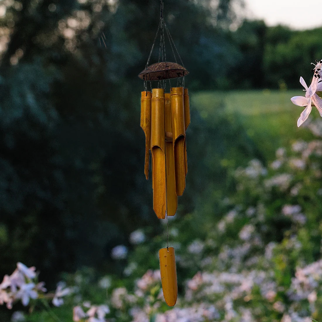 Bamboo Wind chimes Coconut Shell WindChimes for Indoor Outdoor Yard Home Courtyard Garden Decoration Musical Instruments Gifts