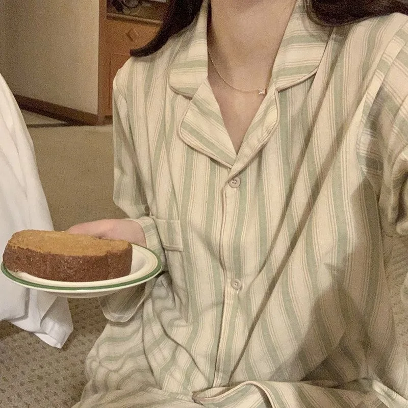 

Women Pyjamas Sets Winter And Autumn Stripe Pyjamas Women Clothing Pajamas Casual pajamas Long Sleeve Pijamas Sleepwear