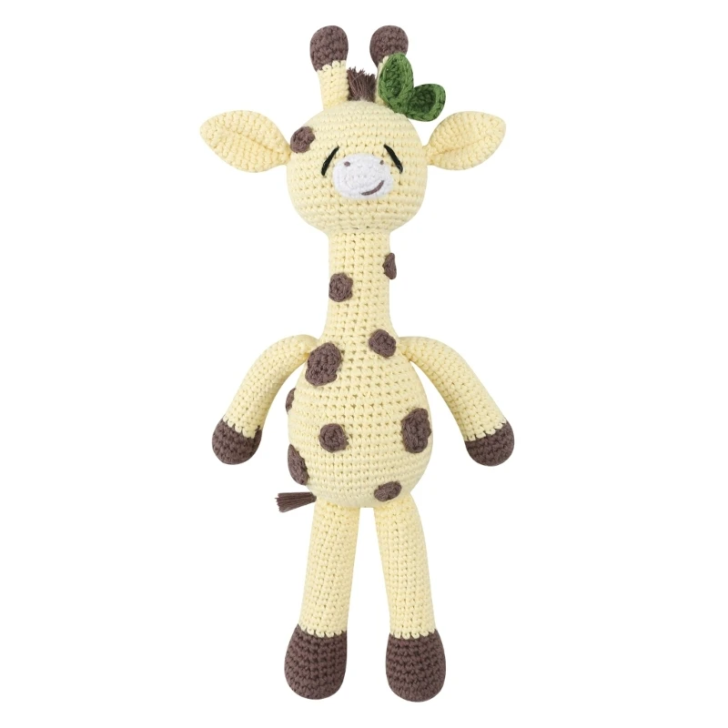 

28cm Crocheted Giraffe Cuddle Doll Stuffed Toy Giraffe Cotton Filled Loneliness Comfort Toy Toddler Kids Room