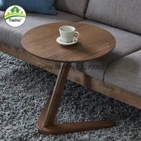 Retro Nordic Solid Wood Round Coffee Table Creative Round Side Table Leisure Bedside Table Simple Small Table For Living Room