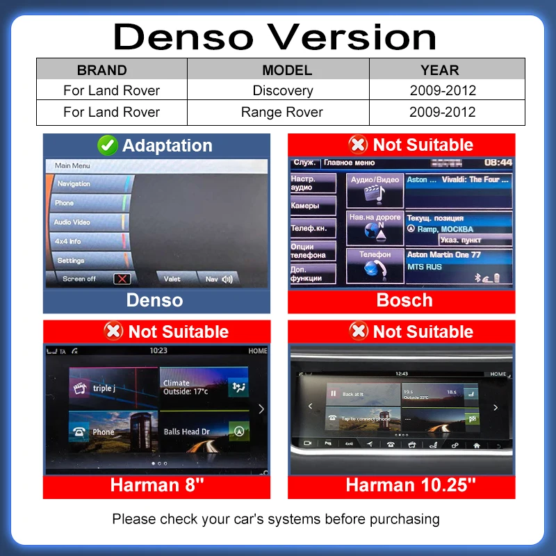 

Беспроводная автомобильная коробка Carplay Android для Range Rover/ Land Rover Discovery 4 2009-2012, мультимедийная навигация Denso Plug and Play