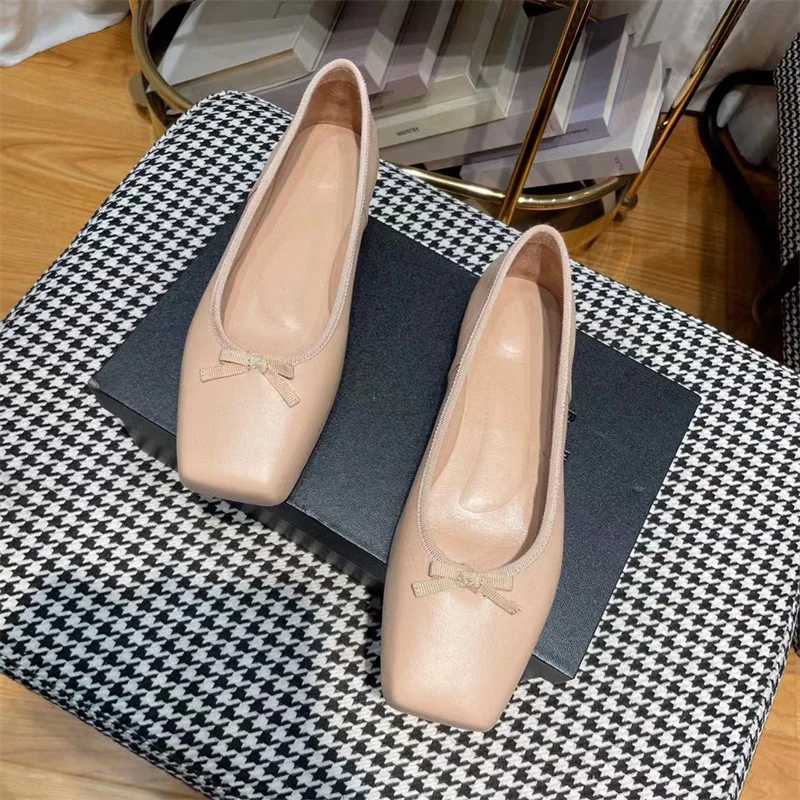 

Балетки женские с бантом, модные однотонные туфли без застежки, Брендовые повседневные прогулочные туфли на плоской подошве, уличные лоферы