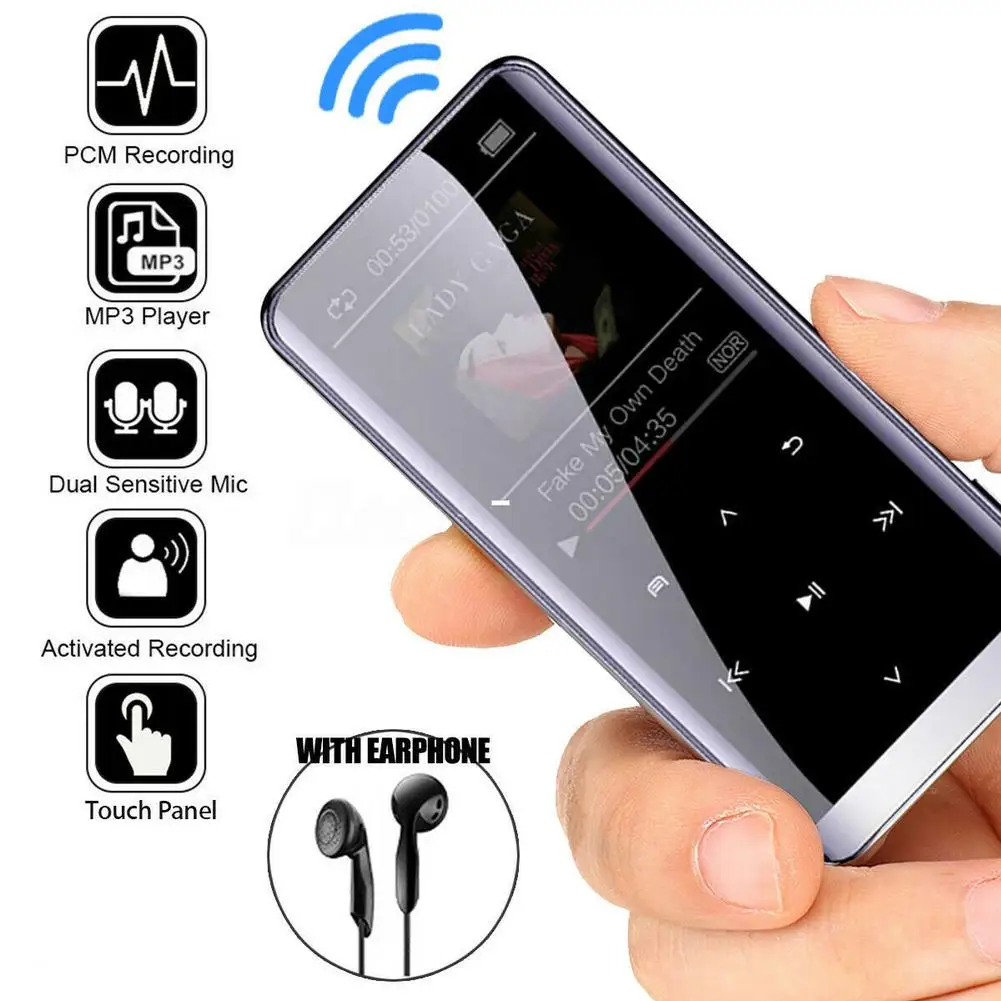 

Portable Bluetooth-Compatible MP4 MP3 Player HIFI Sport Music Speakers Media FM Radio For Recorder TXT E-book Memory Reading