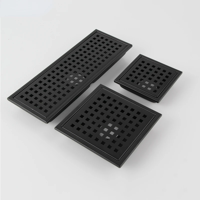 

Black SUS 304 Stainless Steel Shower Drain Bathroom Floor Drain Tile Insert Square Anti-odor Floor Waste Grates 110-300MM