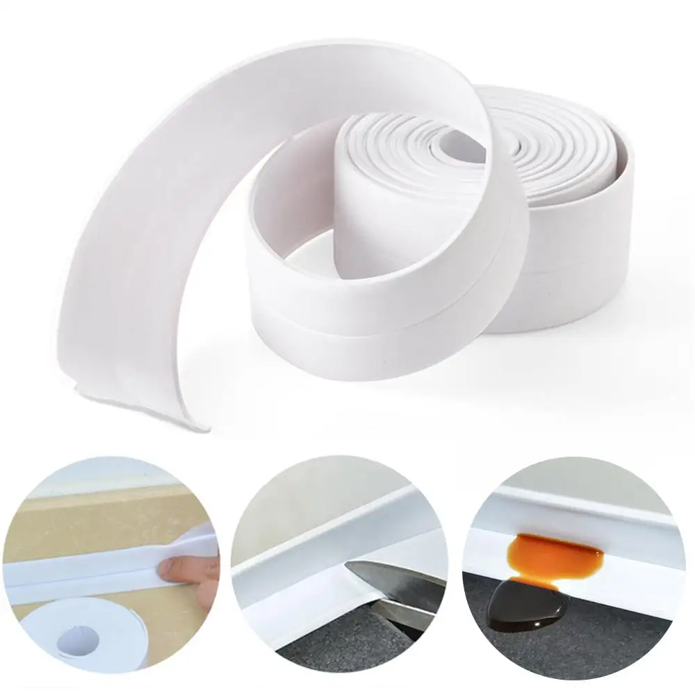 

Kitchen Bathroom Sealing Strip Tape Mold-proof Tape White PVC Self-Adhesive Waterproof Wall Sticker 3.2 Meters Wall Sealing Tape
