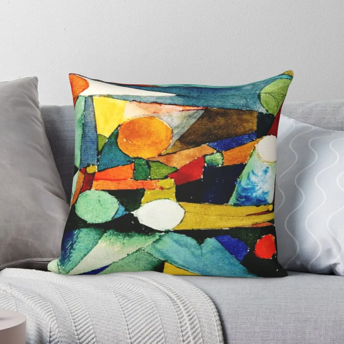 

Цветные формы пол Кли Абстрактное Искусство Наволочка на подушку полиэстеровый льняной бархатный креативный Декор на молнии Наволочка на ...