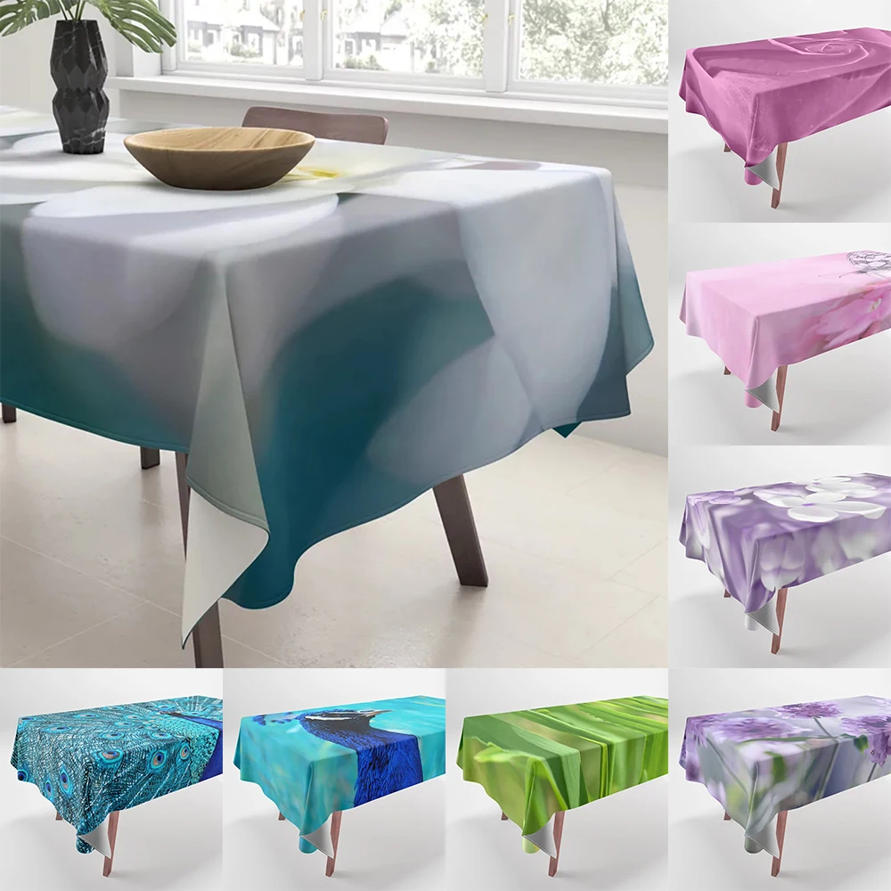 

Colorful Plant Pattern Printed Tablecloths Home Decor Rectangular Party Tablecloths Anti-Fouling Tablecloths Dust Cloths