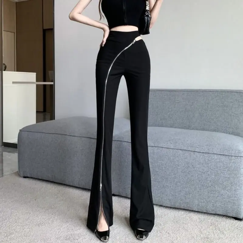 Autumn Woman Solid Elegant Ankle-Length Pants Female Flared Wide Legs Pants Ladies Casual High Waist Long Skinny Trousers G628