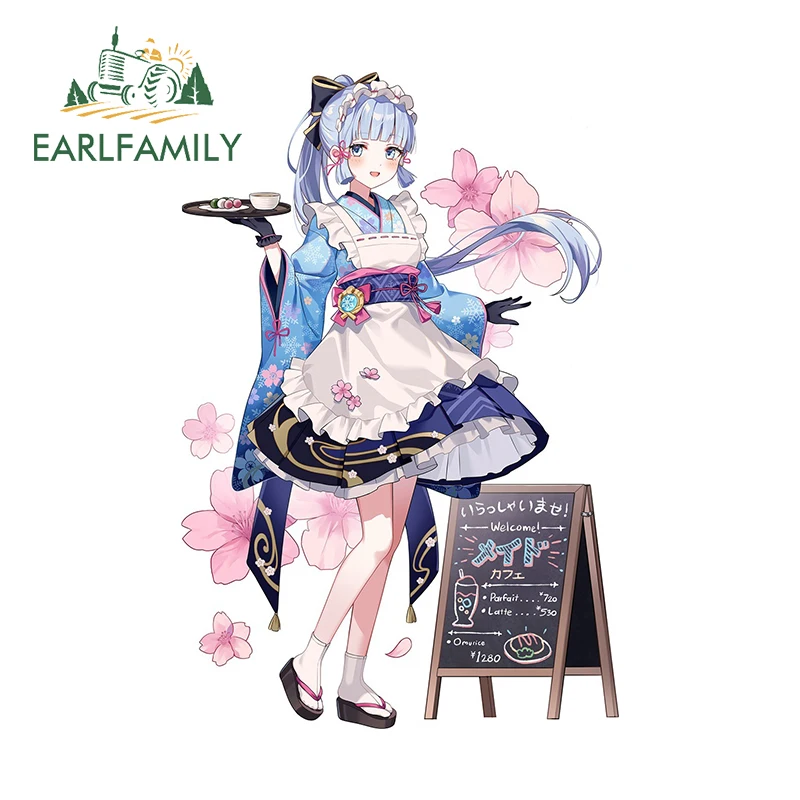 

EARLFAMILY 13 см × 8,4 см Genshin Impact Maid Камисато Аяка автомобильные наклейки милые наклейки для девочек красивая модная защита двери автомобиля