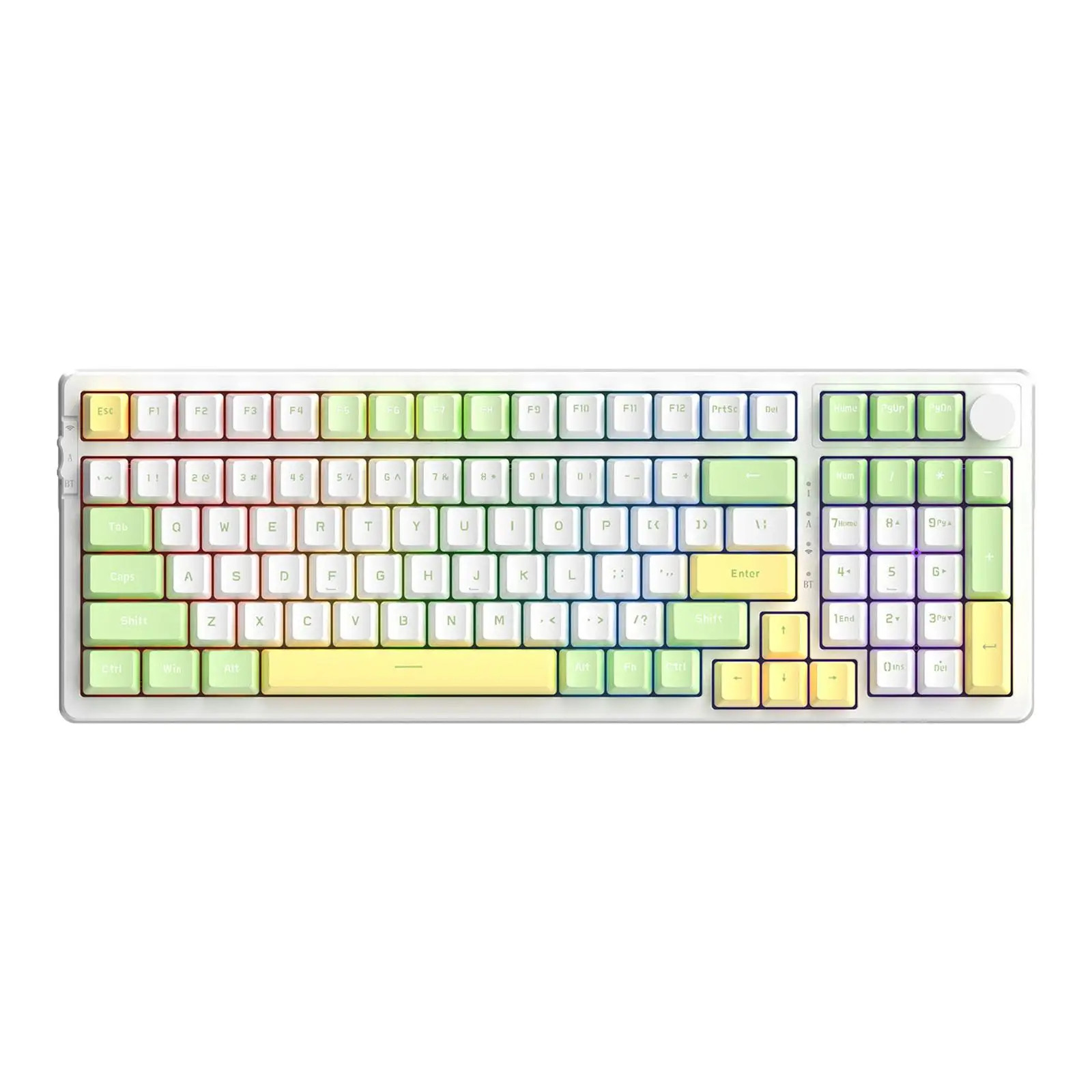 

Mechanical Keyboard 3 Connection Modes PBT Keycaps RGB Full Color Backlit for PC Gamer