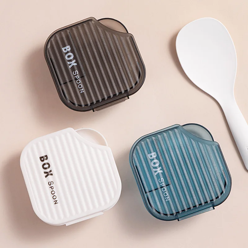 

Clamshell Rice Spoon Rack Wall-mounted Spoon Storage Box Spoon Pasteable Non-slip Holder Home Kitchen Cook Organizer Tool