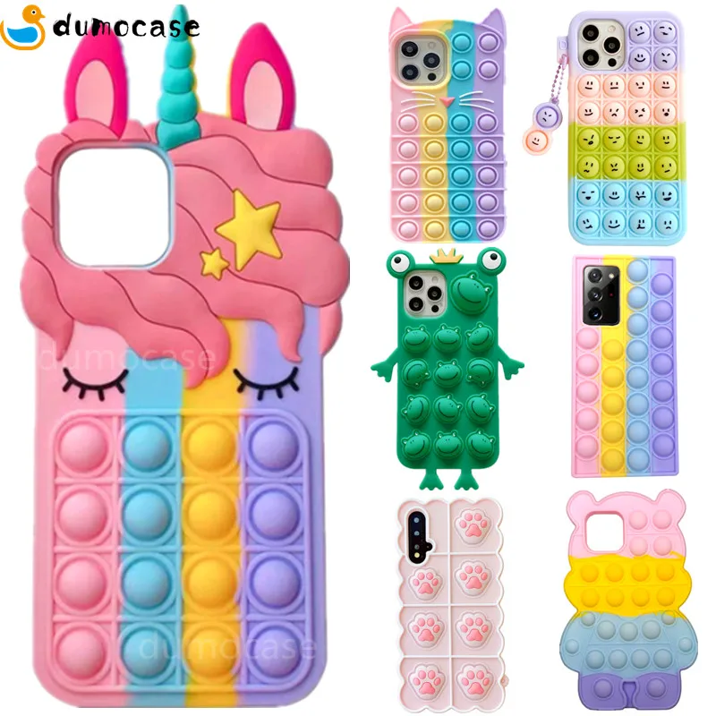 

For Xiaomi Mi 11 11i 11X 10T Lite Redmi 9 9A 9i 9C 9T Note 7 8 9 10 Pro Max Poco X3 M3 F2 Pro F3 Relieve Stress Push Bubble Case