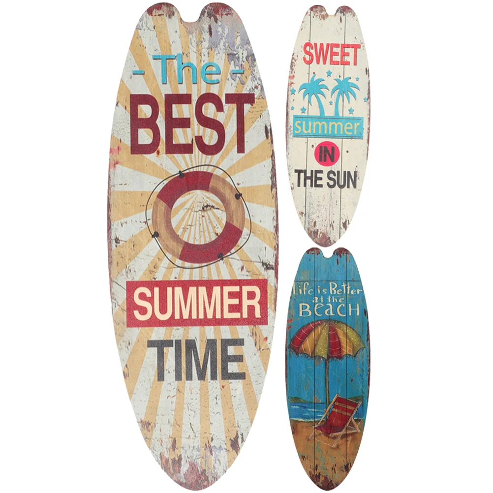

Wall Surfboard Decor Sign Hanging Surf Summer Beach Plaque Decoration Wooden Boards Signs Decorating Board Welcome Decorations