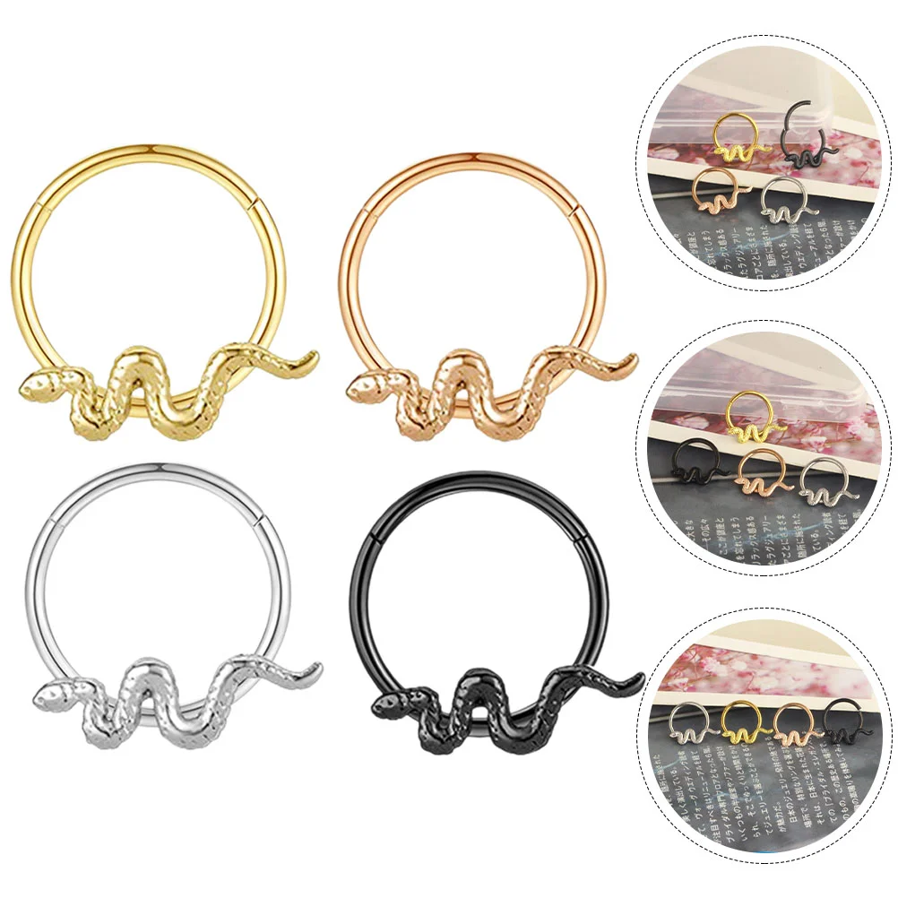 

Hoop Nose Ring Studs Women's Body Jewelry Cuff Rings Piercings Rose Gold
