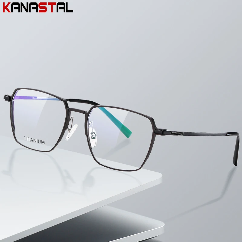 

Glasses Frame Women Blue Light Blocking Men Titanium Reading Glasses Optics Lens Prescription Myopia Polygon Business Eyeglasses