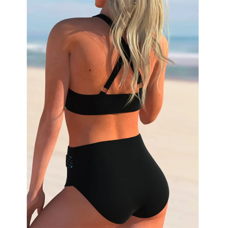 Женский раздельный купальник с высокой талией и эффектом пуш-ап | Бикини