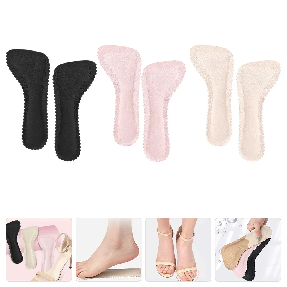 

3 Pairs Sandals Capri Pad Comfortable High Heel Inserts Women Heels Insole Shoe Emulsion Insoles Anti-wear Shoes Miss