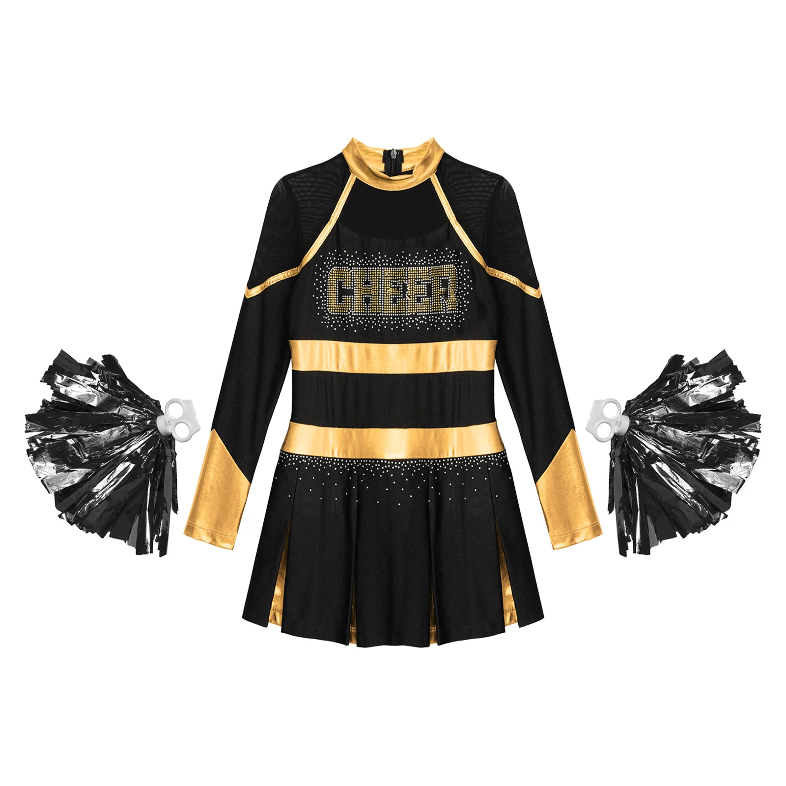 Детская униформа для чирлидинга девочек танцевальный костюм блестящее женское