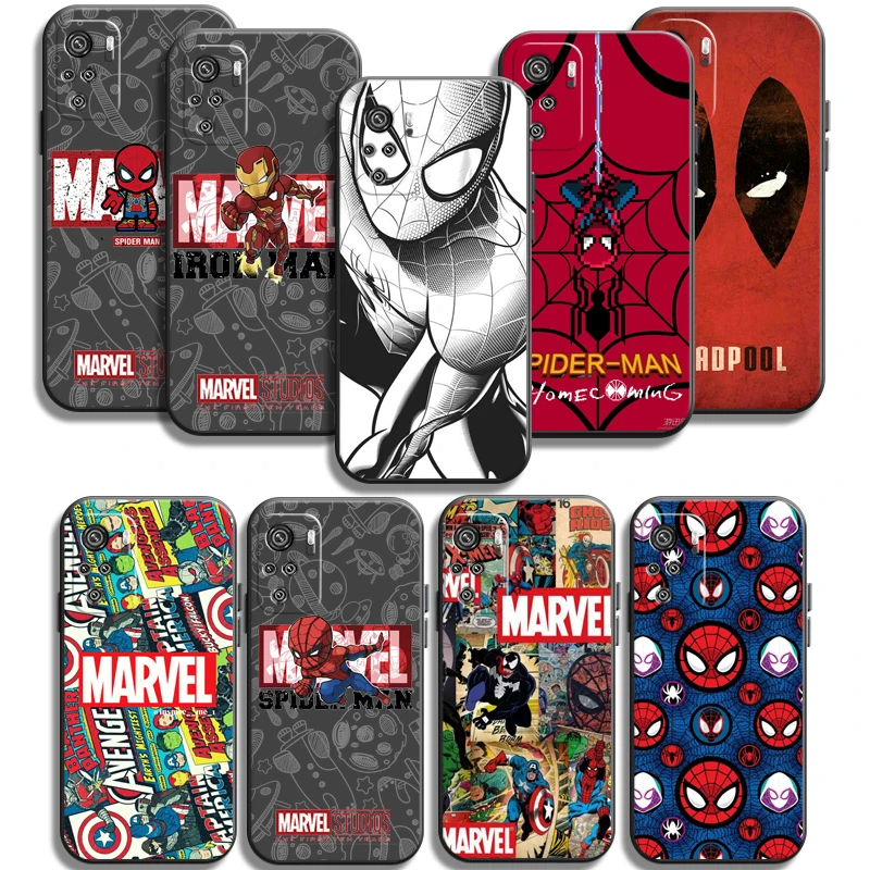 

Marvel Iron Man Spiderman Phone Cases For Xiaomi Redmi 10 Note 10 10 Pro 10S Redmi Note 10 5G Back Cover Carcasa Funda Soft TPU
