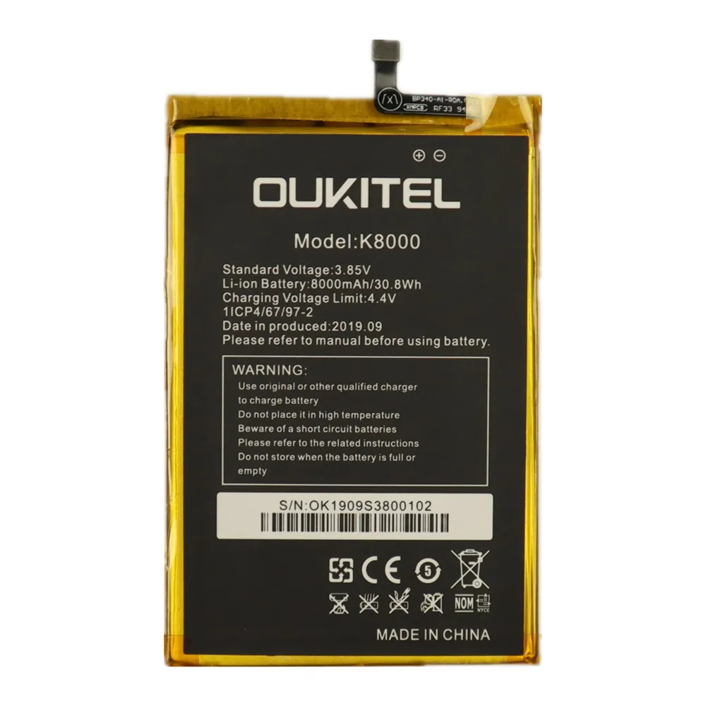 100% Оригинальная Батарея для Мобильного Телефона 8000mAh Для Oukitel K8000, Реальная Емкость Заменяемых Батарей С Инструментами.