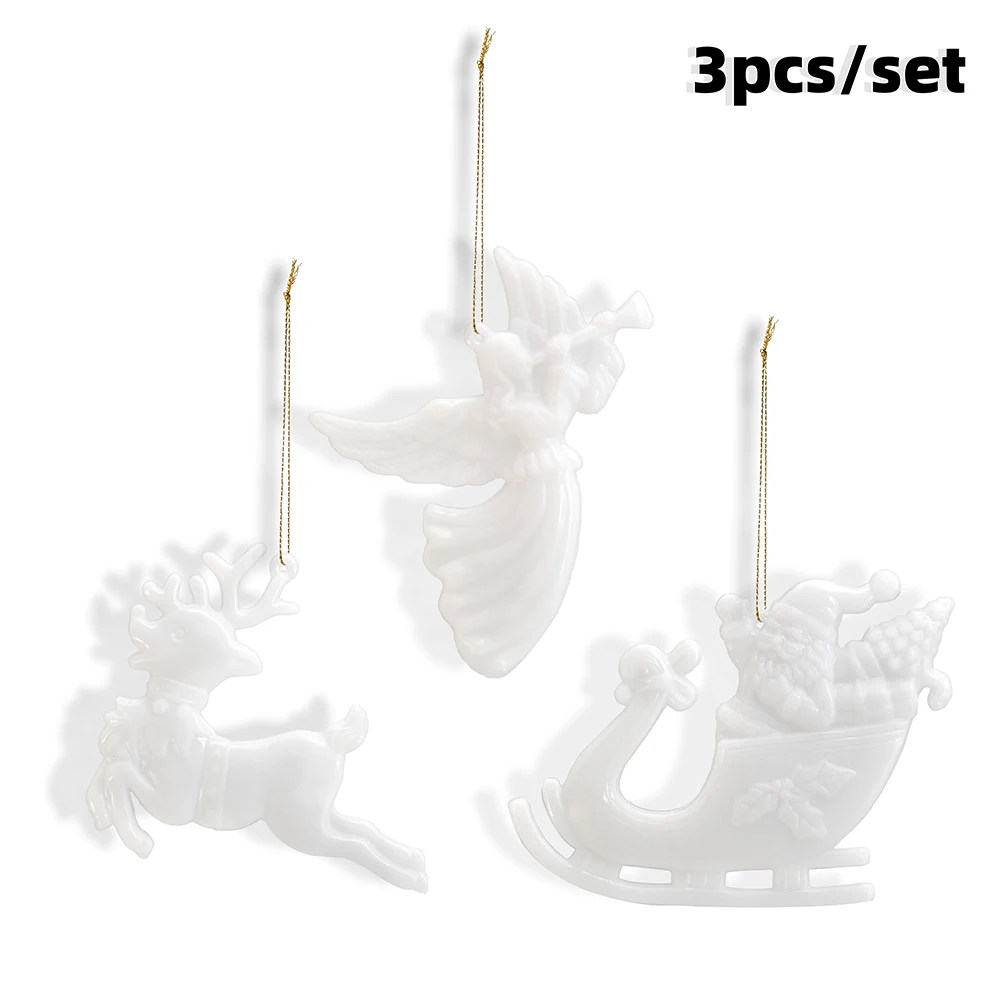 

3 шт./компл., рождественская кукла-белый ангел, маленький лось, рождественская елка, подвесные украшения, подарок на Новый год, детские игрушки, свадебная вечеринка Navidad