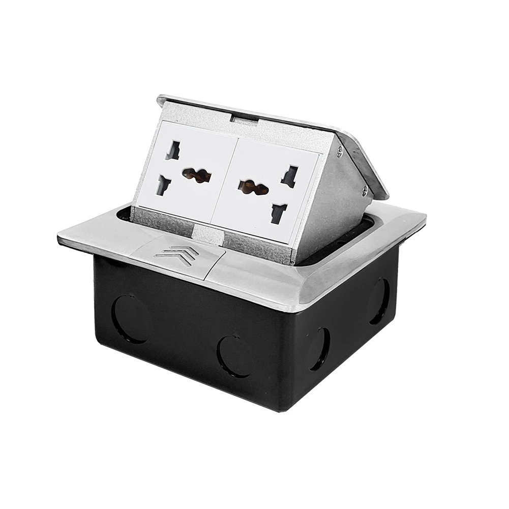 Выдвижная напольная розетка из цельнометаллической панели европейского