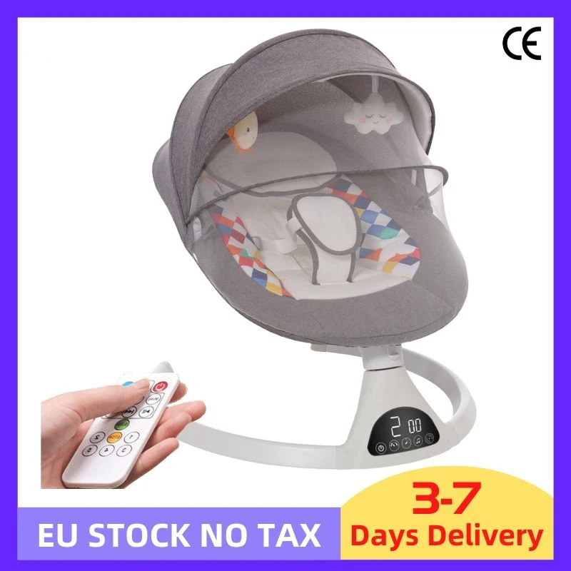 

Baby Rocking Chair Luxury Electric Swing Shaker Recliner Newborn Auto Swing Bed Five-point Seat Belt With Remote Control