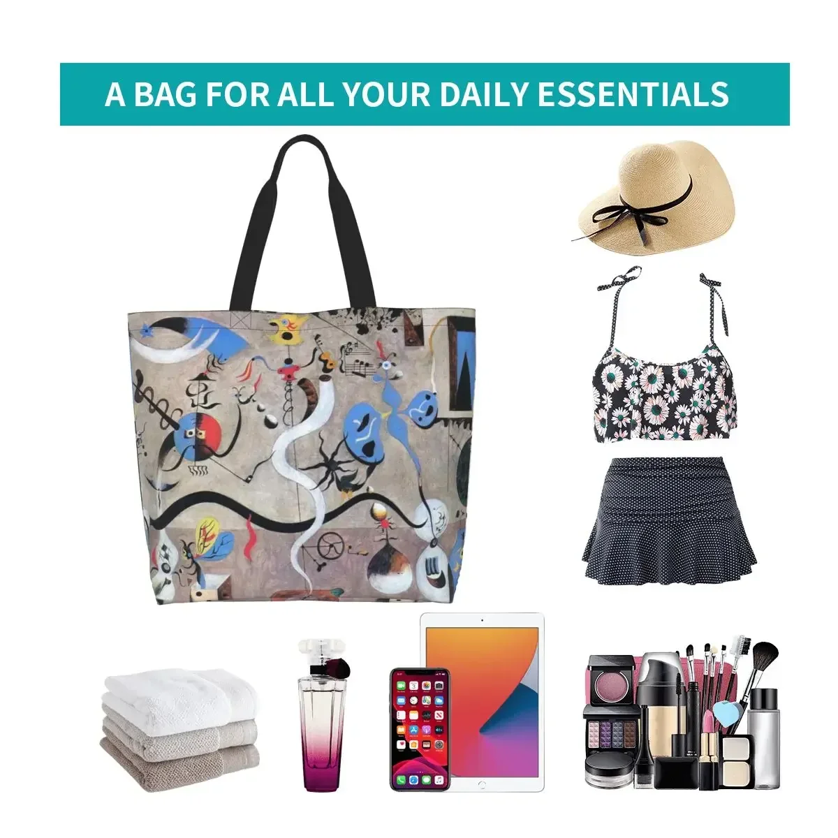 Симпатичная сумка-шоппер с абстрактным художественным рисунком Джоан Миро