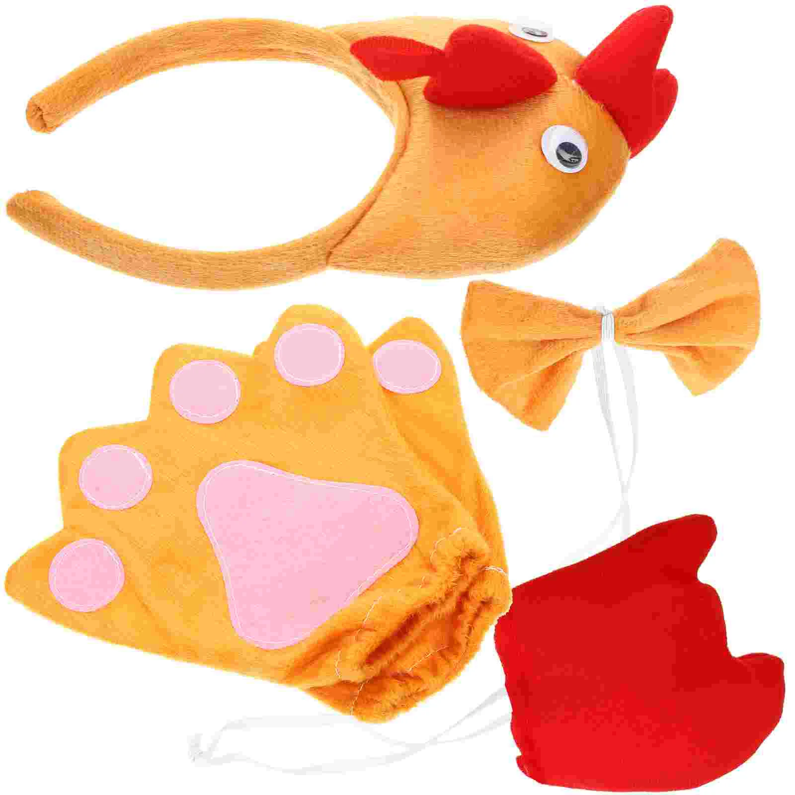 

Kids Suits Holiday Items Easter Party Accessories Set Supplies Cotton Chicken Cosplay Kit Headpiece Bow Tie Tail Prop Child