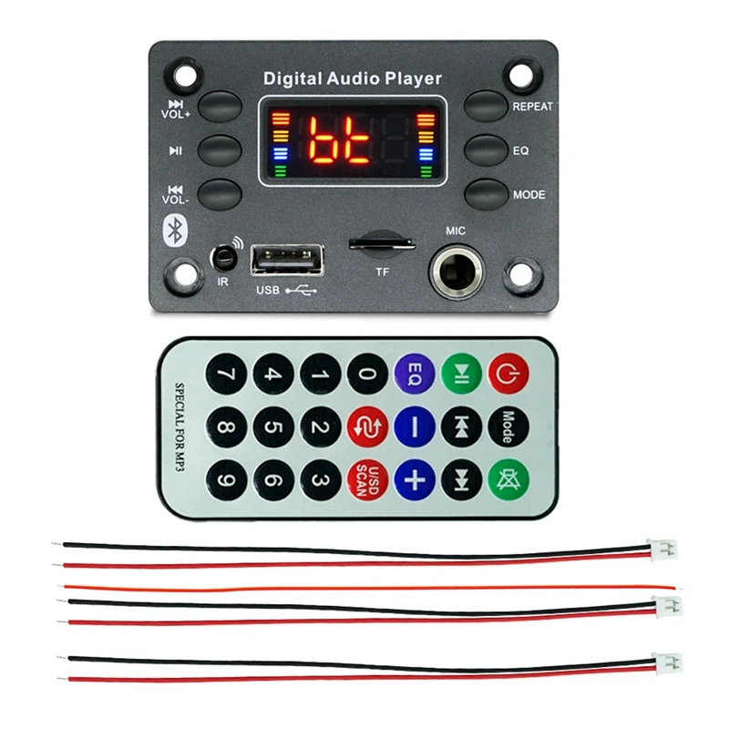 Плата усилителя с интерфейсом микрофона Bluetooth mp3-декодирующая плата модуль 2X25 Вт