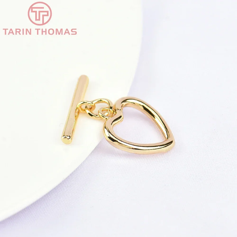 (5739) 6 комплектов 14x13 5 мм 24-каратное золото латунный браслет