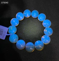 natural blue amber mexico clear round beads bracelet 17 3mm big size women men fashion rare healing stone certificate aaaaa