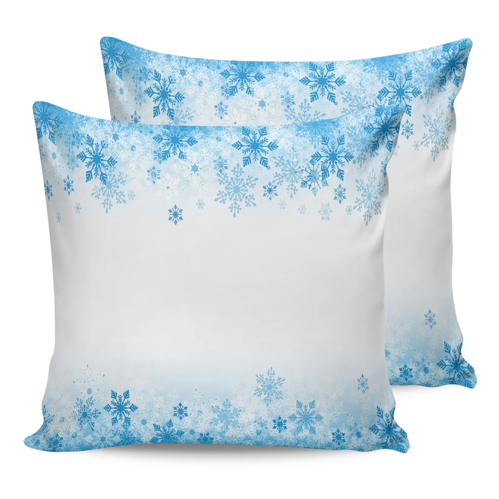 

2PC Pillowcase Winter Theme Blue Snowflakes Sofa Cushion Cover Bed Dakimakura Pillow Cover House Home Decorative Pillow Cases
