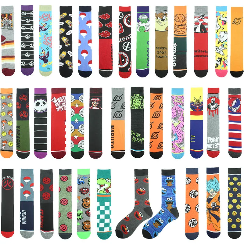 

Новые Мультяшные аниме дневные женские хип-хоп принты новые сумасшедшие носки унисекс удобные скейтборды счастливые Meias