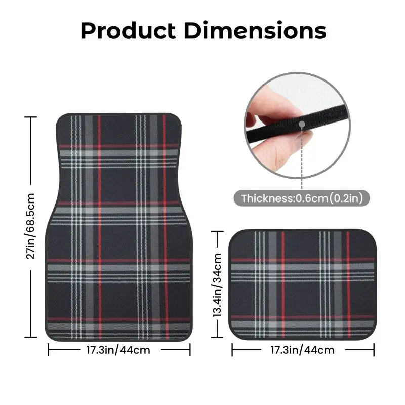 Автомобильные коврики GTI Tartan, универсальные, нескользящие, для переднего и заднего сидений, комплект из 4 штук, аксессуары для авто, декор (art.: 3920d4017fdca) - 3920d4017fdca