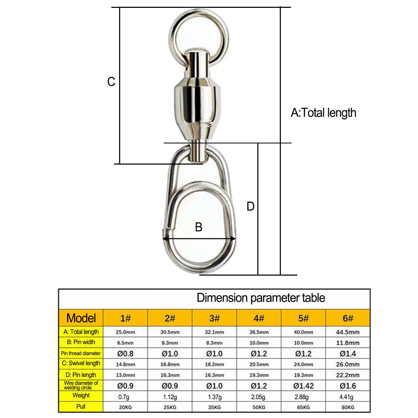 

Ring Connector Bearing Swivel 30 Pcs 6 Sizes Ball Practical Split Ring Stainless Steel For Freshwater Durability