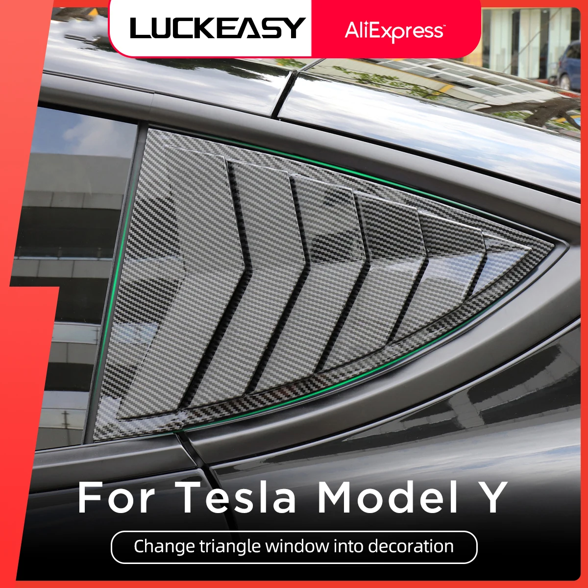 

Автомобильные жалюзи LUCKEASY, треугольная декоративная накладка на окна для Tesla Model Y 2020-2022, автомобильные аксессуары, модификация внешней част...