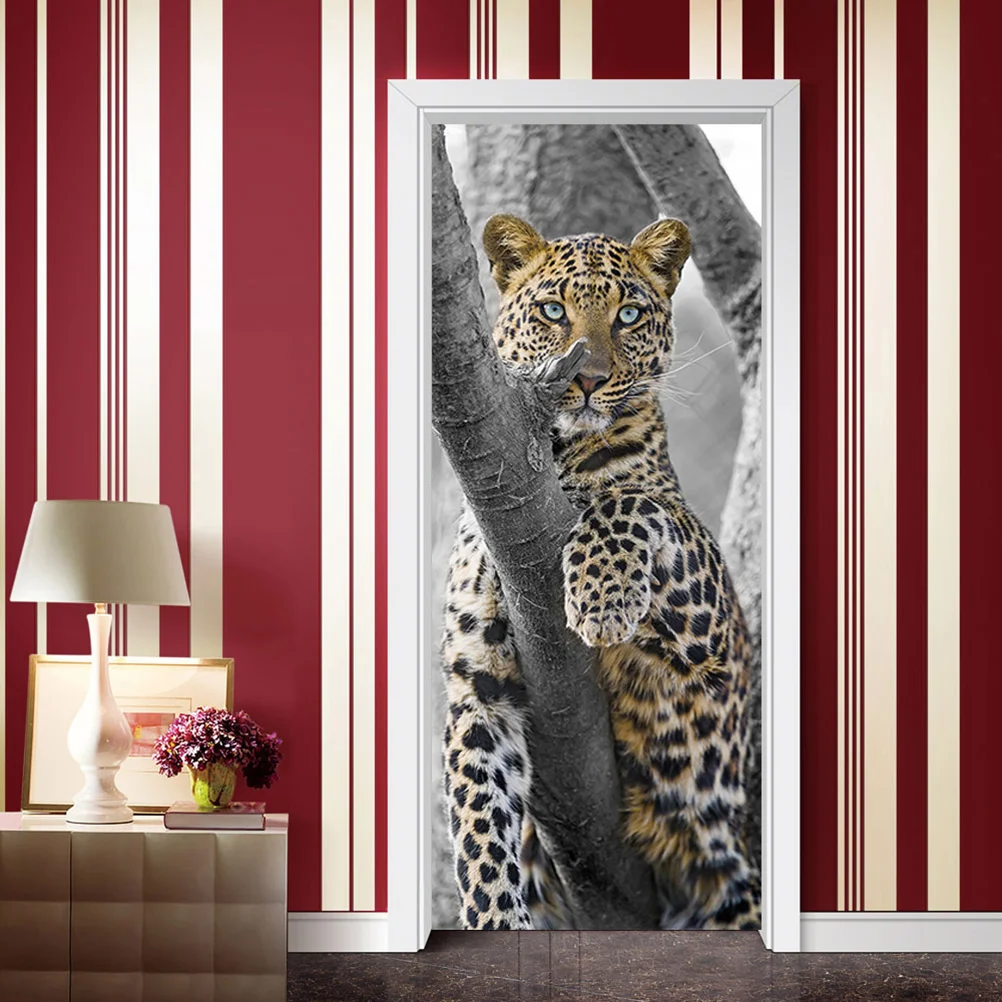 

2pcs Waterproof Damp-proof Door Stickers 3D Creative Door Stickers Decorative Paper Decoration for Living Room