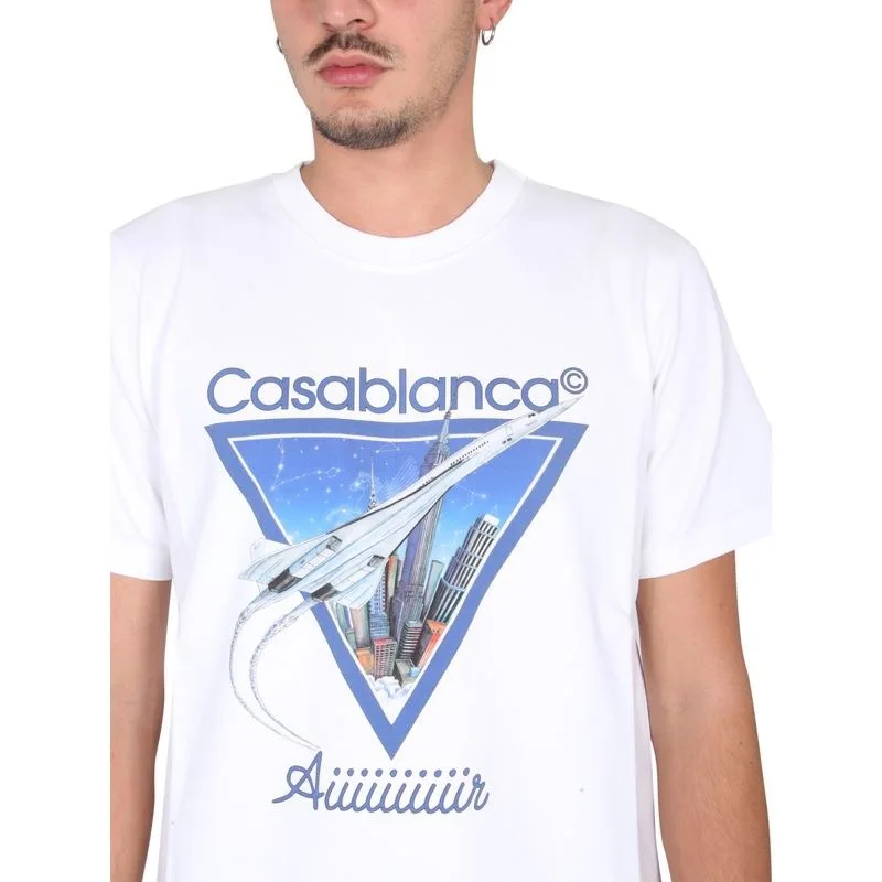 

2023 Casablanca Blue Sky City Airplane Print T Shirt Men Women HIgh Quality CASA T-Shirts Summer Streetwear Casual Tops Tee