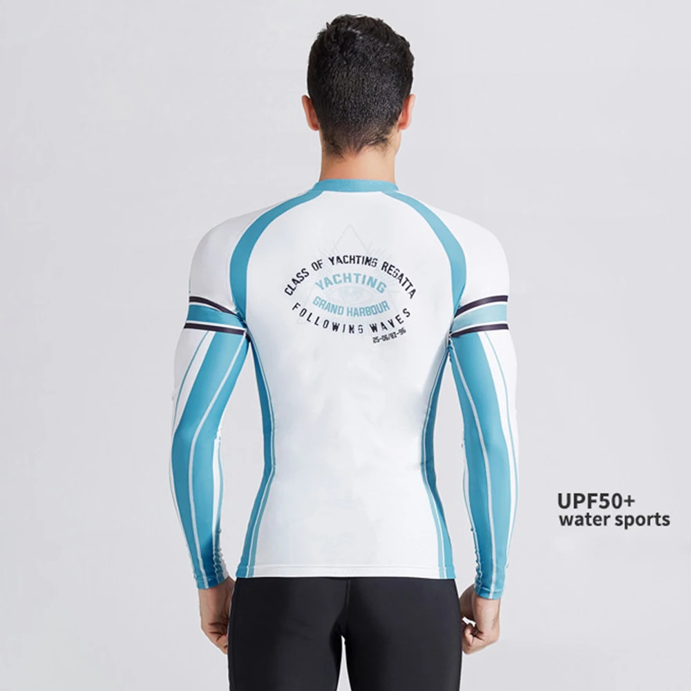 2022 Men's Rash Protection Split Long Sleeve Wetsuit Surf Swimsuit UV Protection Water Sports Quick Dry Shirt Swimming Surf Top