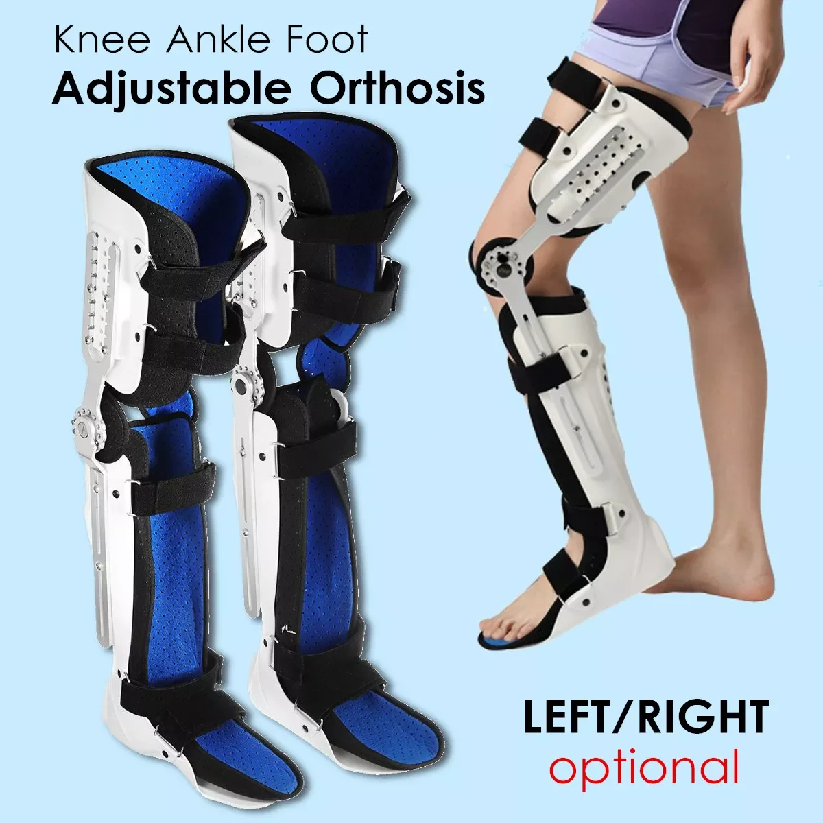 

Calf Ankle Foot Fixed Bracket Orthosis Knee Ankle Leg Stabilizer Adjustable Fracture Protector Hinged Orthosis Support Brace