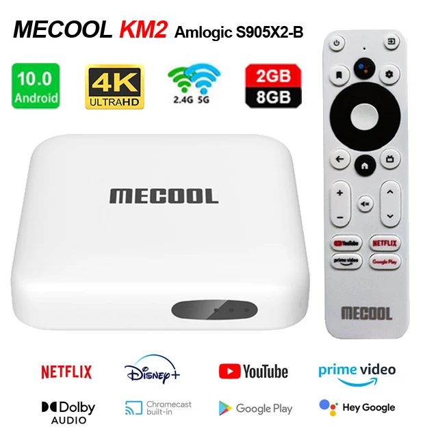 

ТВ-приставка Mecool KM2 4K DDR4 Android 10 A TV Google сертифицированная 2 ГБ 8 ГБ Поддержка Dolby BT 2T2R Wifi Prime видео ТВ-приставка телеприставка