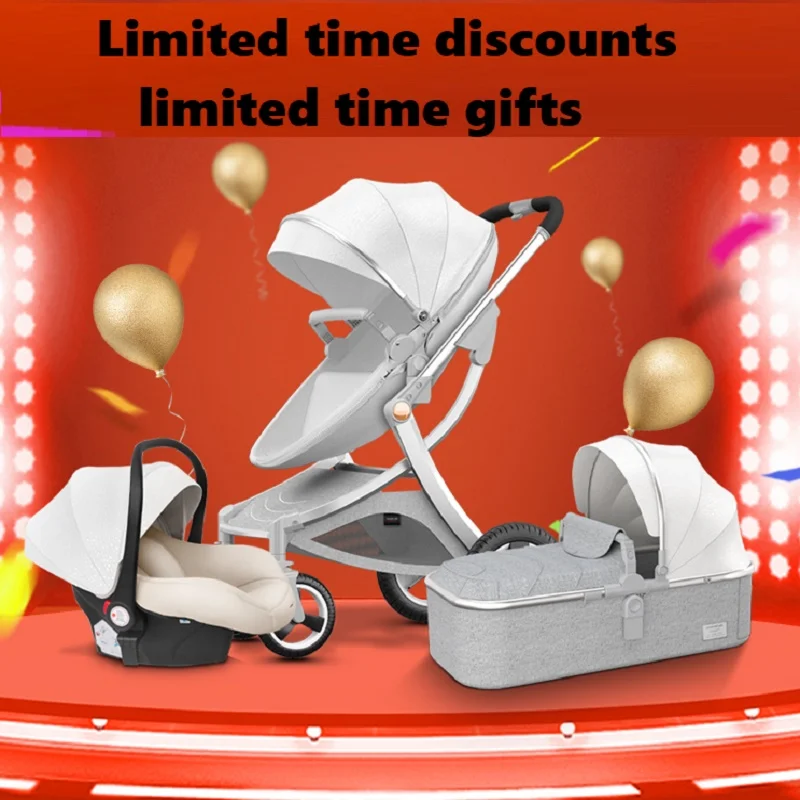 

Baby Stroller 3 in 1 travel system with split eggshell seat bassinet and car seat,360° Rotation Function stroller,Luxury Pram