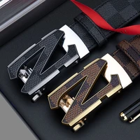 z letter inlaid pattern non fading gold sliver automatic buckle casual trends dermalhead male belt